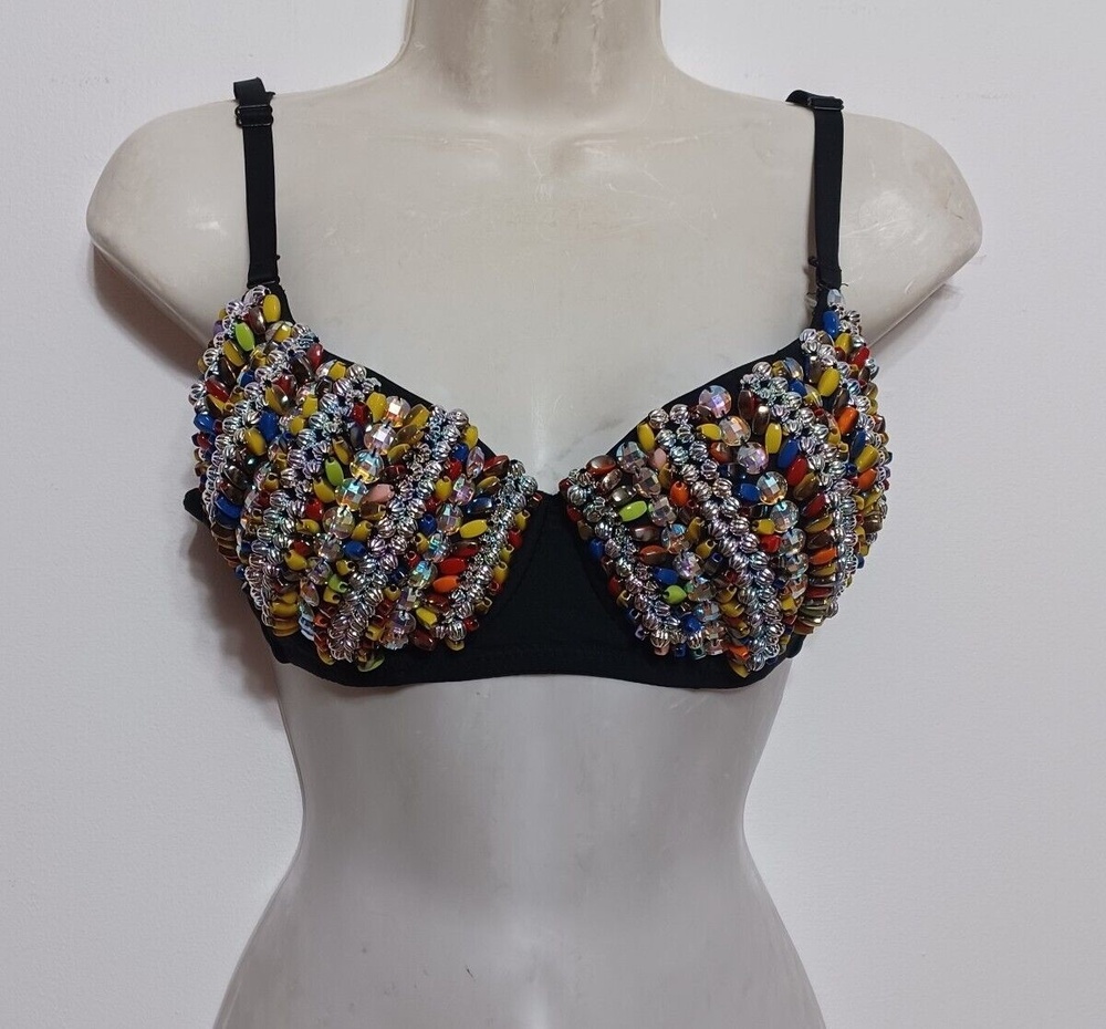 Love J bedazzled Women's Multicolored Bra Size Large